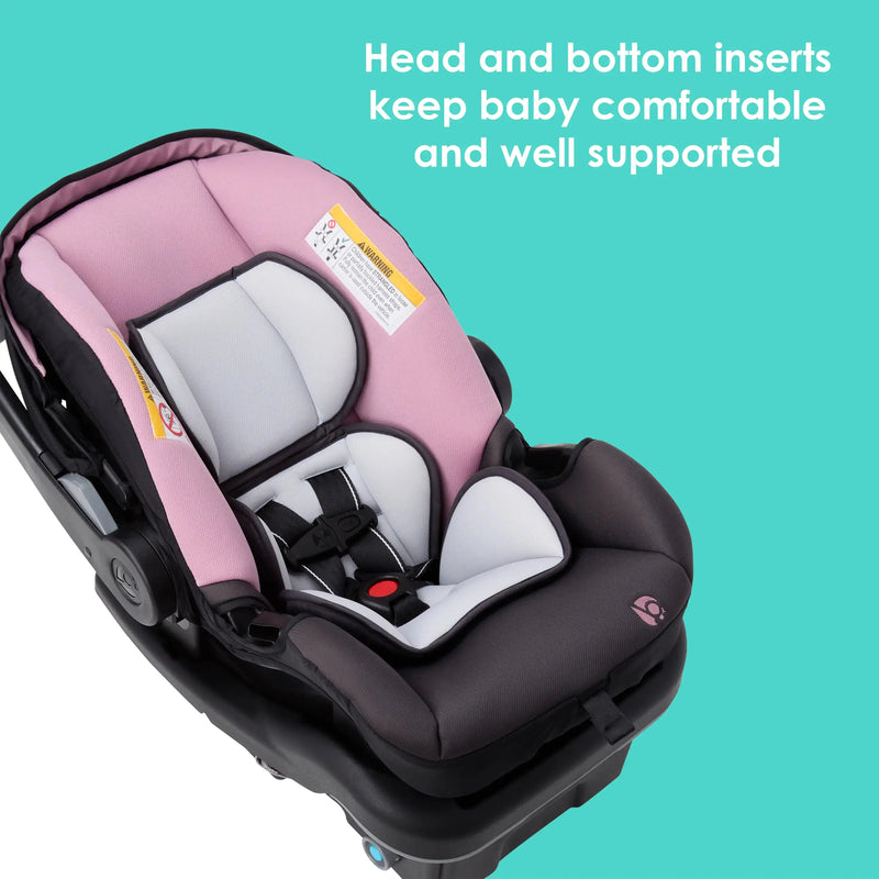 Baby Trend EZ-Lift PRO Infant Car Seat head and bottom inserts keep baby comfortable and well supported