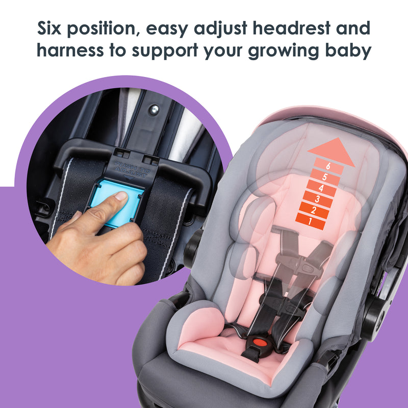 Baby Trend Secure-Lift Infant Car Seat six position easy adjust headrest and harness to support your growing baby
