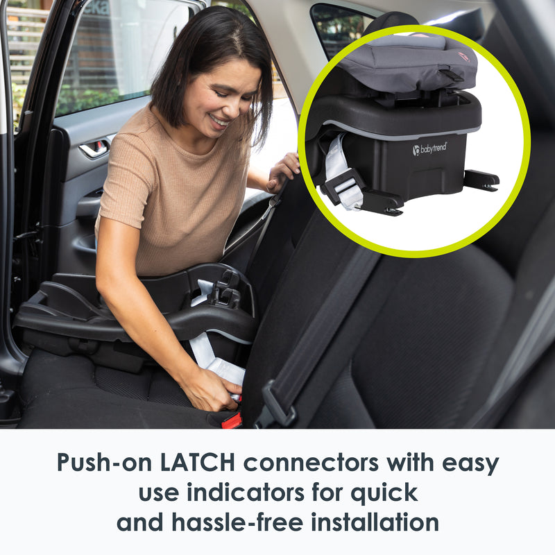 Baby Trend Secure-Lift Infant Car Seat push on latch connectors with easy use indicators for quick installation