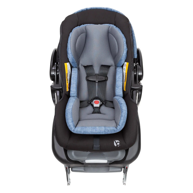 Top view of the Baby Trend Secure Snap Tech 35 Infant Car Seat with plush pad and 5-point safety harness