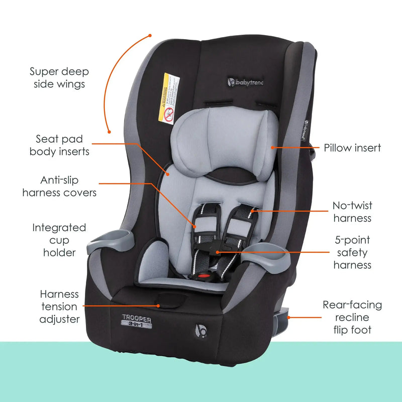 Features of the Baby Trend Trooper 3-in-1 Convertible Car Seat