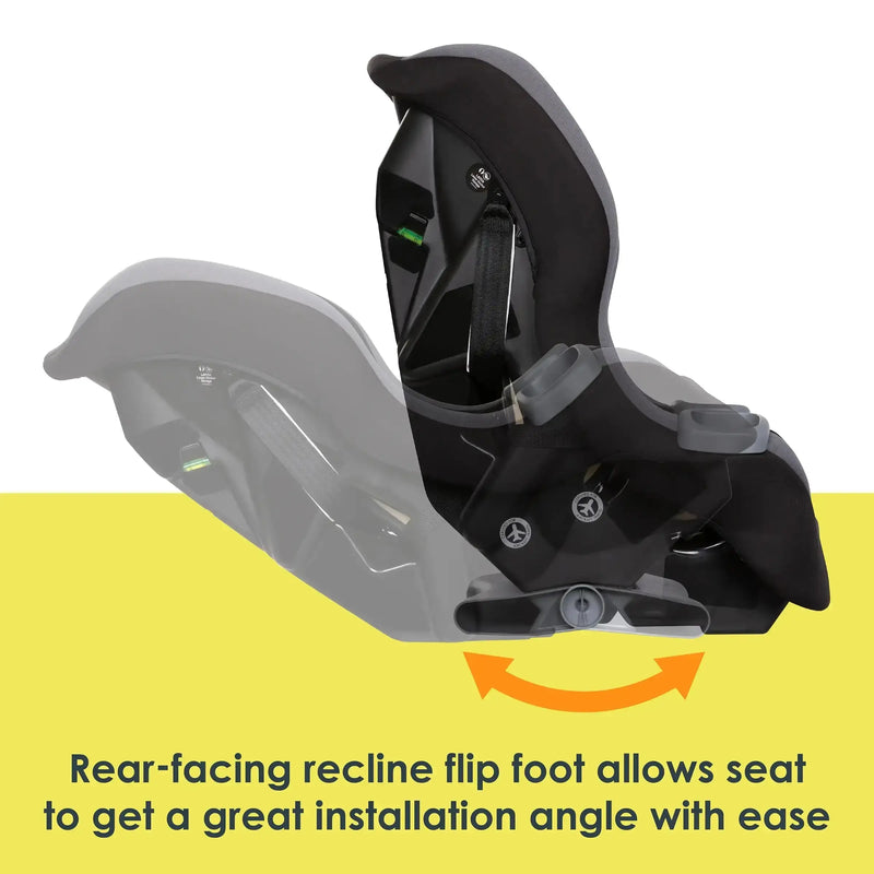 Rear-facing recline flip foot allows seat to get a great installation angle with ease of the Baby Trend Trooper 3-in-1 Convertible Car Seat