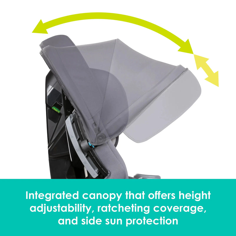 Integrated canopy that offers height adjustability on the Baby Trend Cover Me 4-in-1 Convertible Car Seat