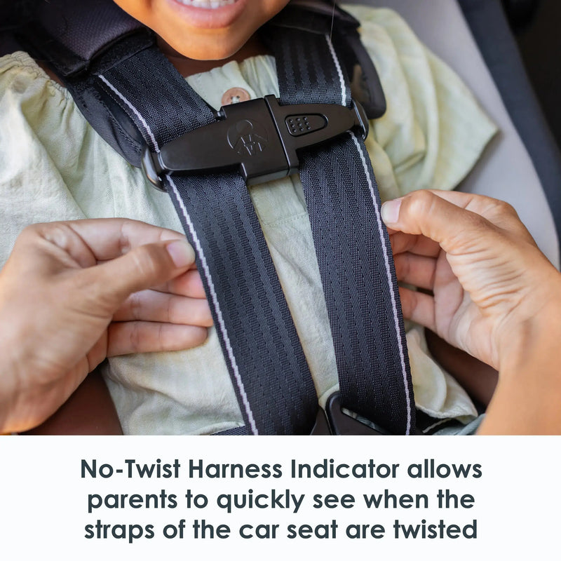 No-twist harness indicator on the Baby Trend Cover Me 4-in-1 Convertible Car Seat 