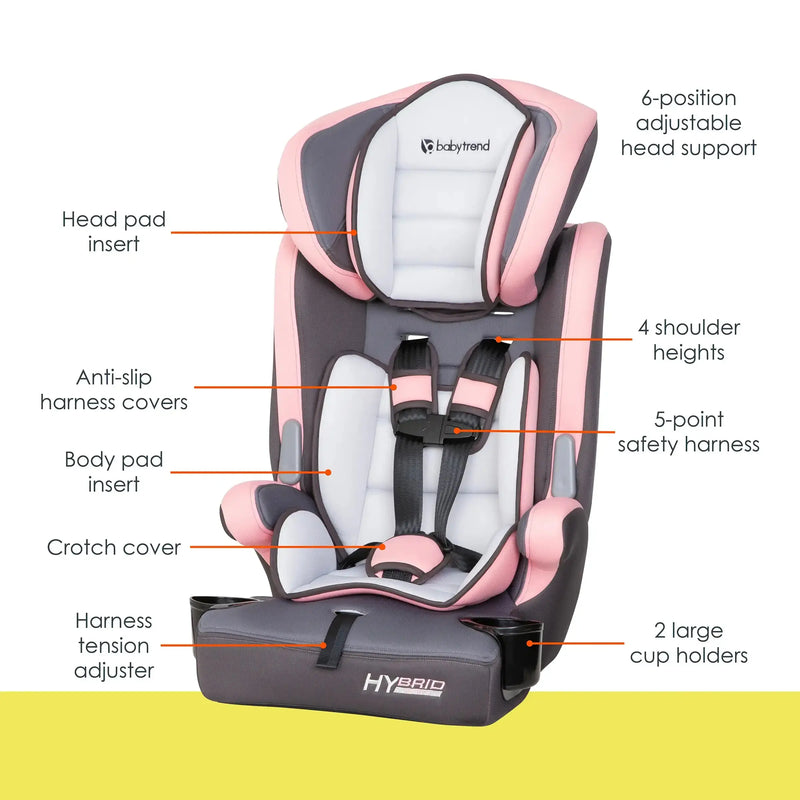 Baby Trend Hybrid 3-in-1 Combination Booster Car Seat features call out