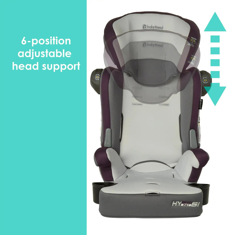 Six position adjustable head support on the Baby Trend Hybrid SI 3-in-1 Combination Booster Car Seat