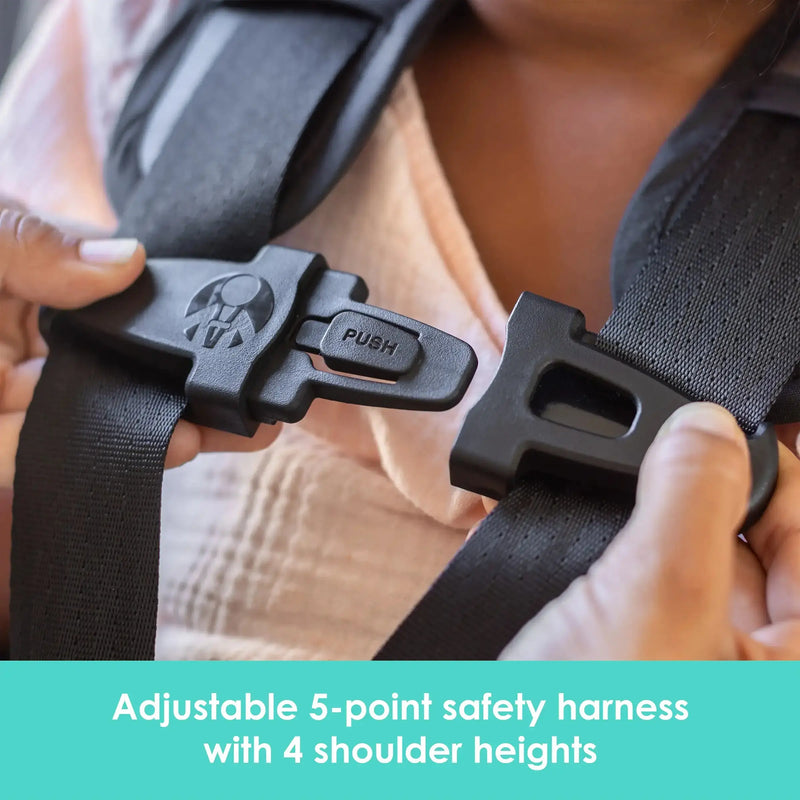 Adjustable 5 point safety harness with 4 shoulder heights on the Baby Trend Hybrid SI 3-in-1 Combination Booster Car Seat