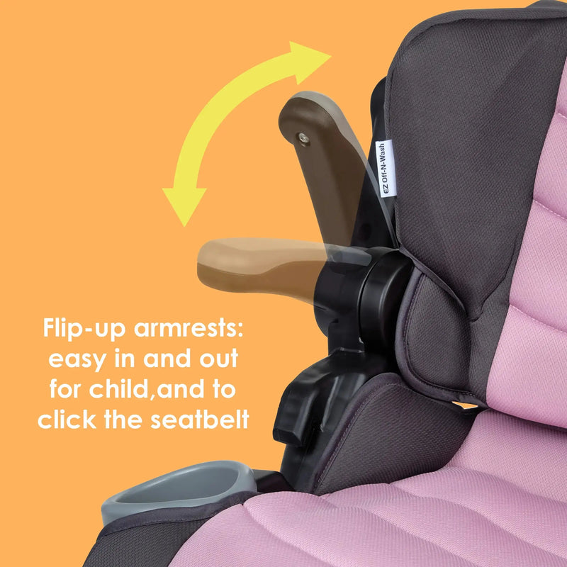 Baby Trend PROtect 2-in-1 Folding Booster Car Seat flip arm armrests are easy for in and out for child