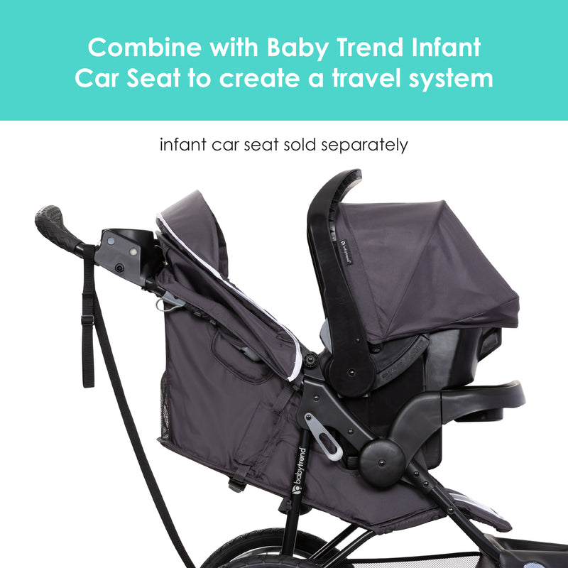 Baby Trend XCEL-R8 PLUS Jogger Stroller with LED combine with Baby Trend infant car seat to create a travel system