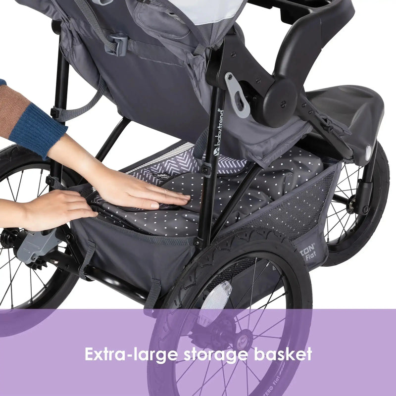 Baby Trend Expedition Zero Flat Jogger with LED Lights extra large storage basket