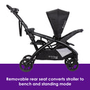 Load image into gallery viewer, Baby Trend Sit N' Stand Double 2.0 Stroller removable rear seat converts stroller to bench and standing mode