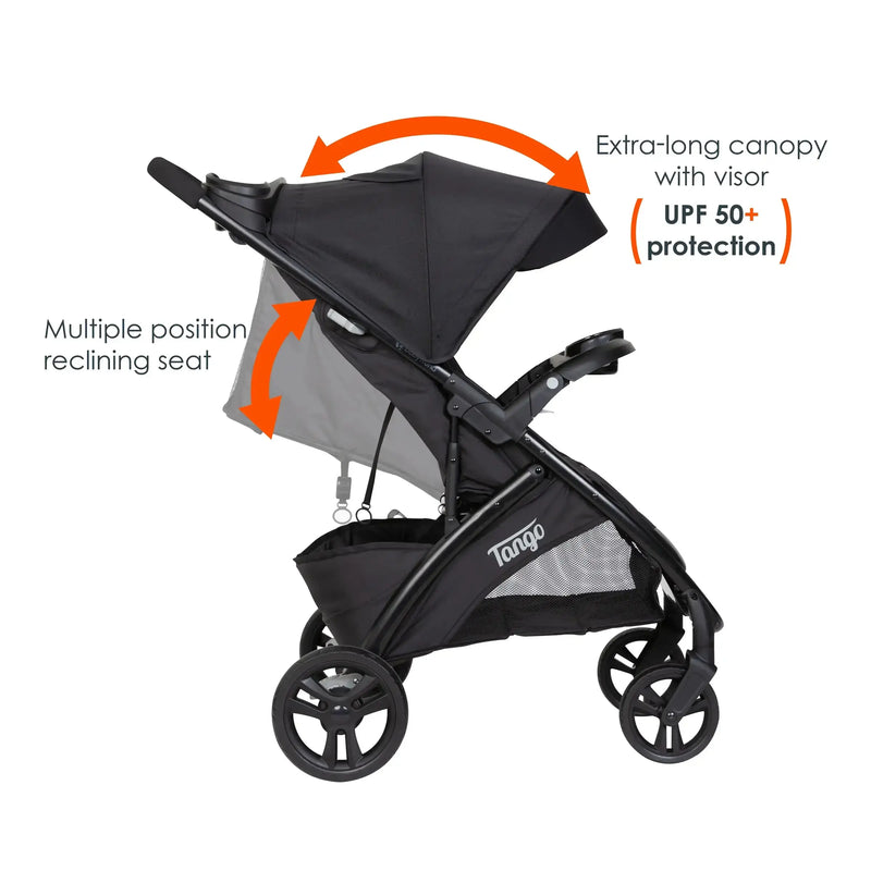 Baby Trend Tango Stroller with extra long canopy with visor and UPF 50 plus protection