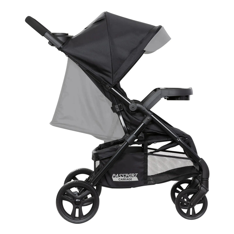 Side of the the Baby Trend Passport Carriage Stroller showing the recline seat