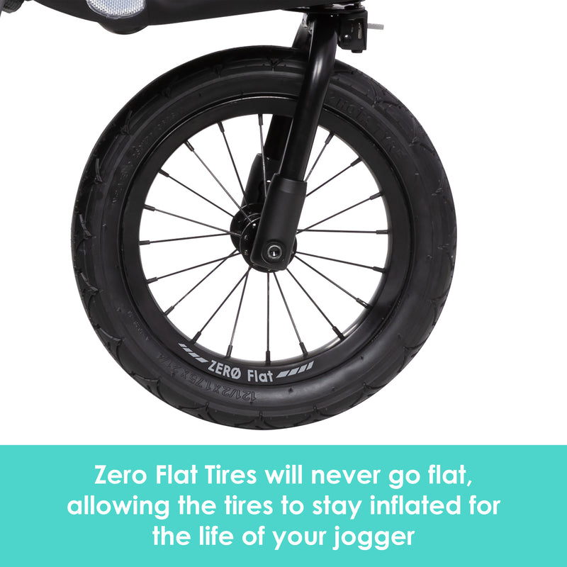 Baby Trend Expedition Zero Flat Jogging Stroller zero flat tires will never go flat allowing the tires to stay inflated for the lift of the jogger