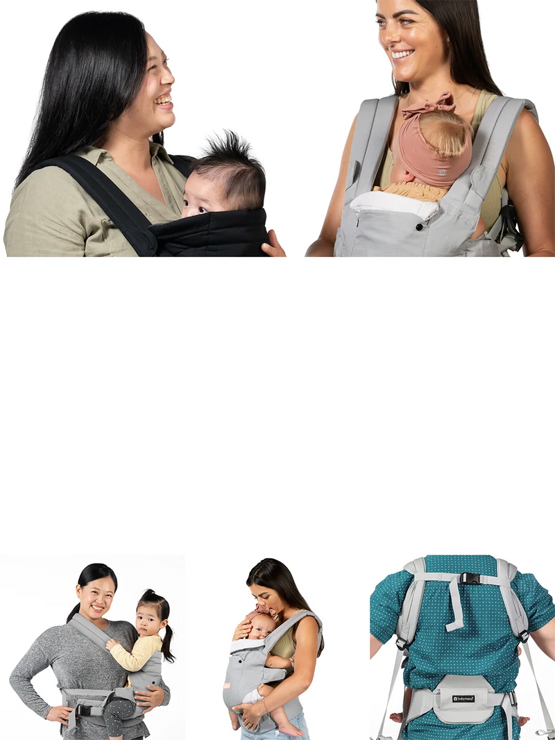 Moms are carrying their baby in the Caleo newborn carrier by Baby Trend 